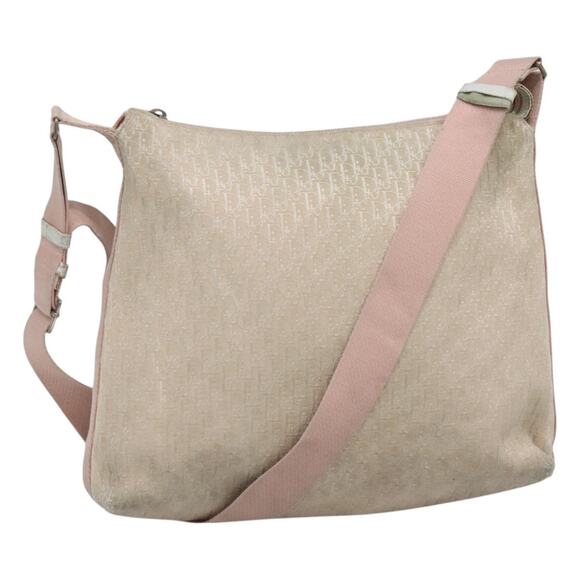 DIOR Trotter Canvas Shoulder Bag Beige Pink Silver - Picture 1 of 16